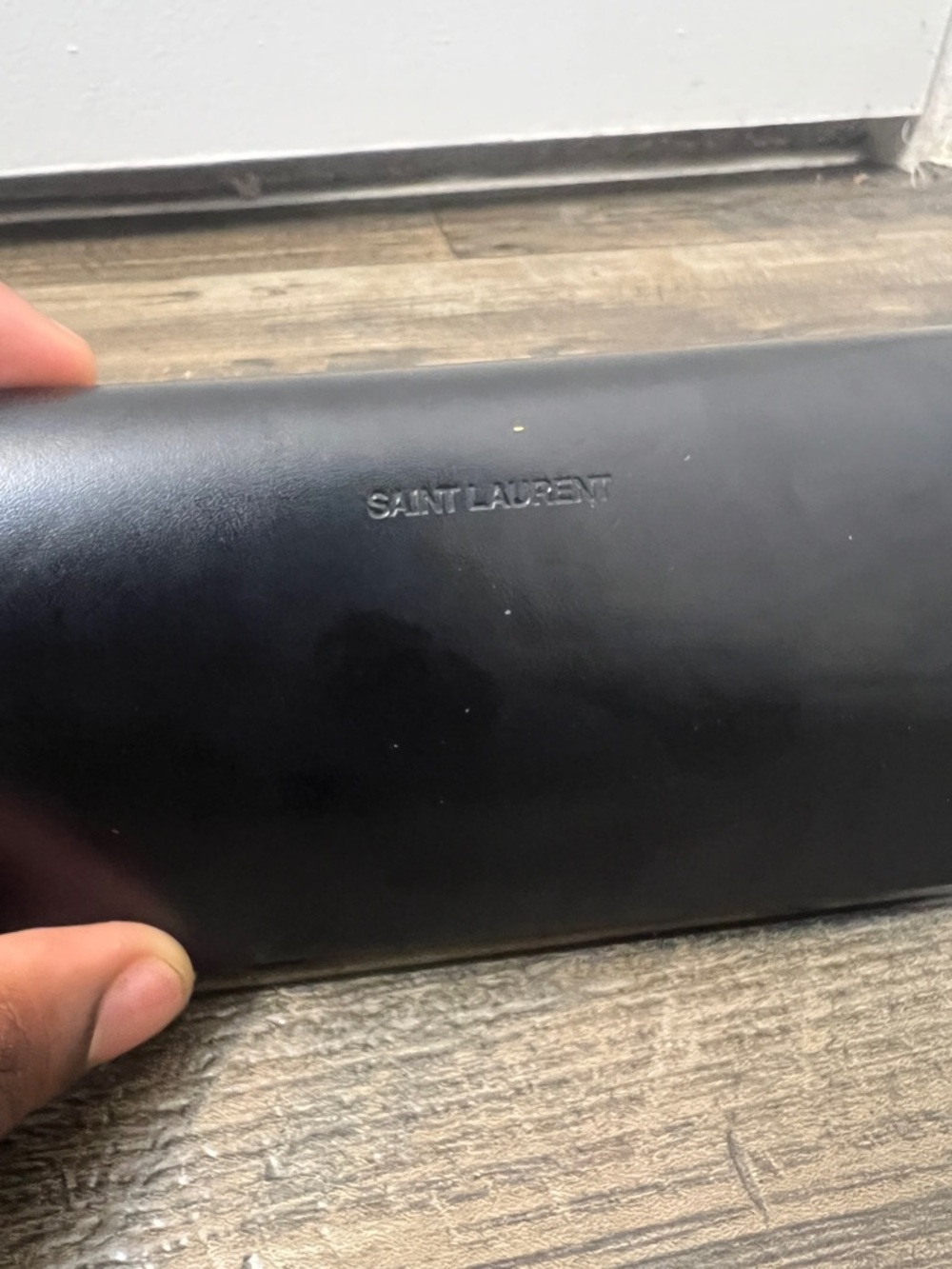 REAL MENS Saint Laurent YSL Glossy Black Rectangular Sunglasses with Case - Picture 5 of 8